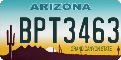 AZ license plate BPT3463