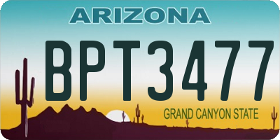 AZ license plate BPT3477