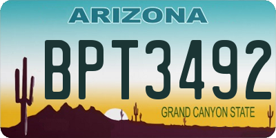 AZ license plate BPT3492