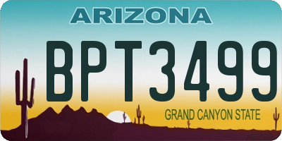 AZ license plate BPT3499