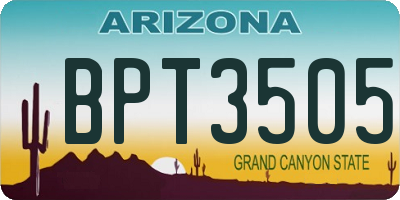 AZ license plate BPT3505