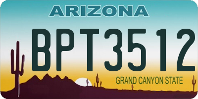 AZ license plate BPT3512