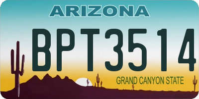 AZ license plate BPT3514