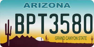 AZ license plate BPT3580