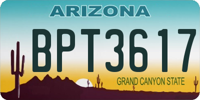 AZ license plate BPT3617
