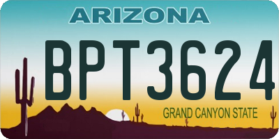 AZ license plate BPT3624
