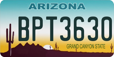 AZ license plate BPT3630