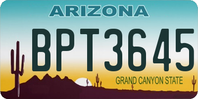 AZ license plate BPT3645