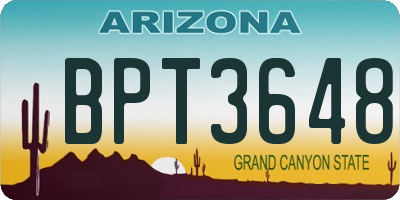 AZ license plate BPT3648