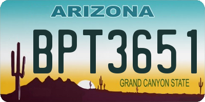 AZ license plate BPT3651