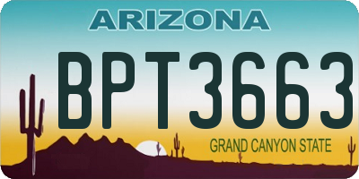 AZ license plate BPT3663