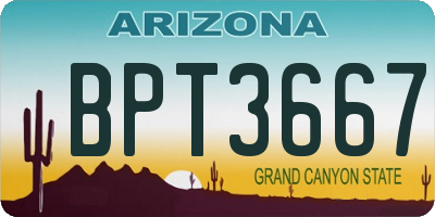 AZ license plate BPT3667