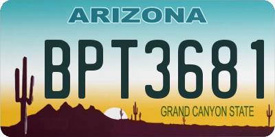 AZ license plate BPT3681