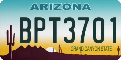 AZ license plate BPT3701