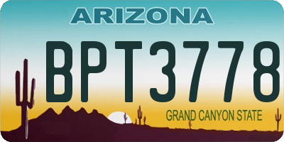 AZ license plate BPT3778