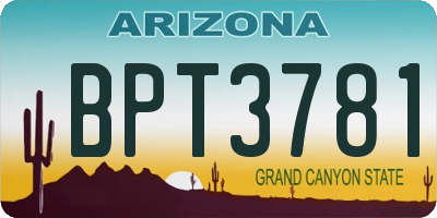 AZ license plate BPT3781