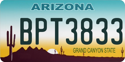 AZ license plate BPT3833