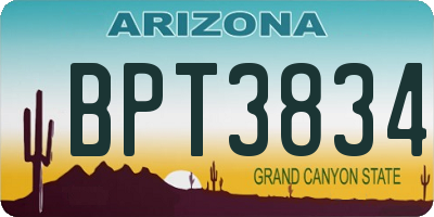 AZ license plate BPT3834