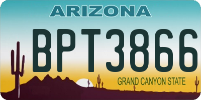 AZ license plate BPT3866