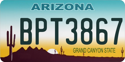 AZ license plate BPT3867