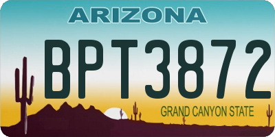 AZ license plate BPT3872