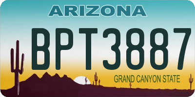 AZ license plate BPT3887