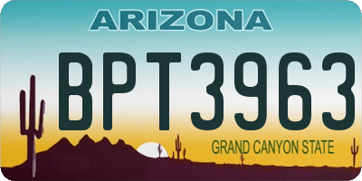 AZ license plate BPT3963