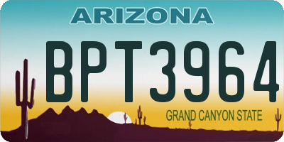 AZ license plate BPT3964
