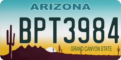 AZ license plate BPT3984