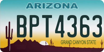 AZ license plate BPT4363