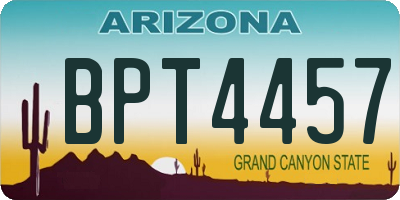 AZ license plate BPT4457