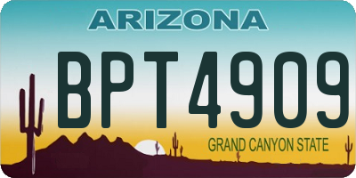 AZ license plate BPT4909