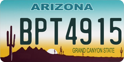 AZ license plate BPT4915