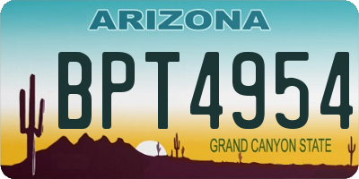 AZ license plate BPT4954