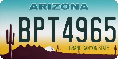 AZ license plate BPT4965