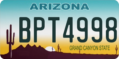AZ license plate BPT4998