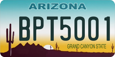 AZ license plate BPT5001