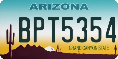 AZ license plate BPT5354