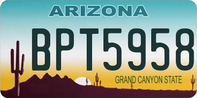 AZ license plate BPT5958