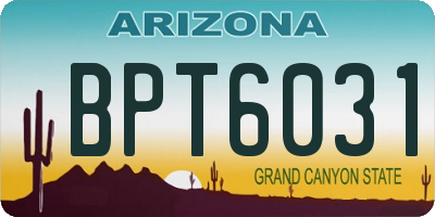 AZ license plate BPT6031