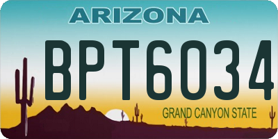 AZ license plate BPT6034