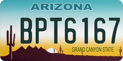 AZ license plate BPT6167