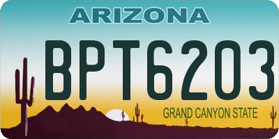 AZ license plate BPT6203