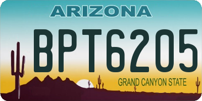 AZ license plate BPT6205