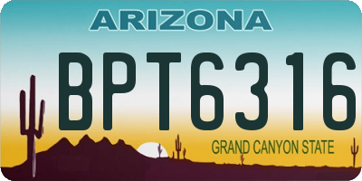 AZ license plate BPT6316
