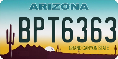 AZ license plate BPT6363