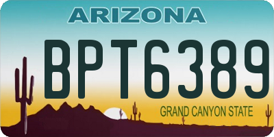 AZ license plate BPT6389