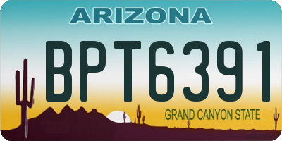 AZ license plate BPT6391