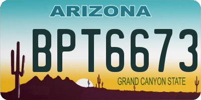 AZ license plate BPT6673