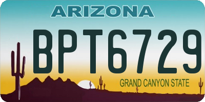 AZ license plate BPT6729